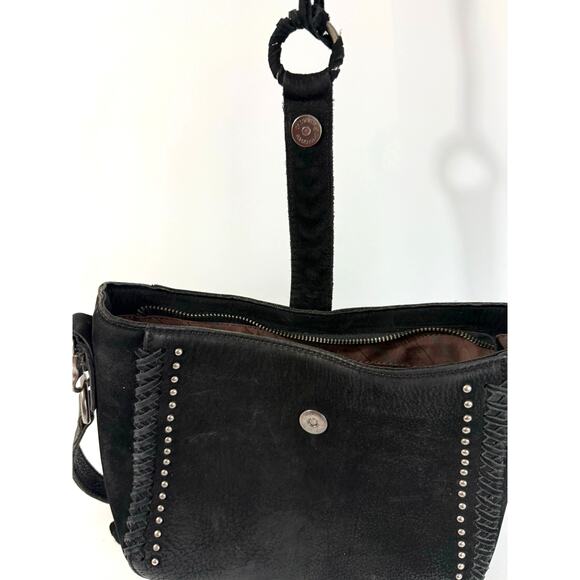 Montana West Black Suede Shoulder Bag Conceal Carry Hobo Tote Bag Fringe Zipper - Picture 4 of 9